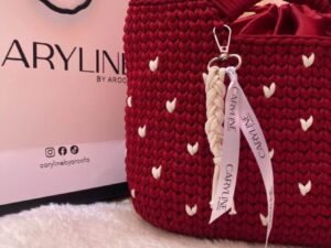 Handmade Two-Tone Crochet Bucket Bag – Boho Cotton Handbag